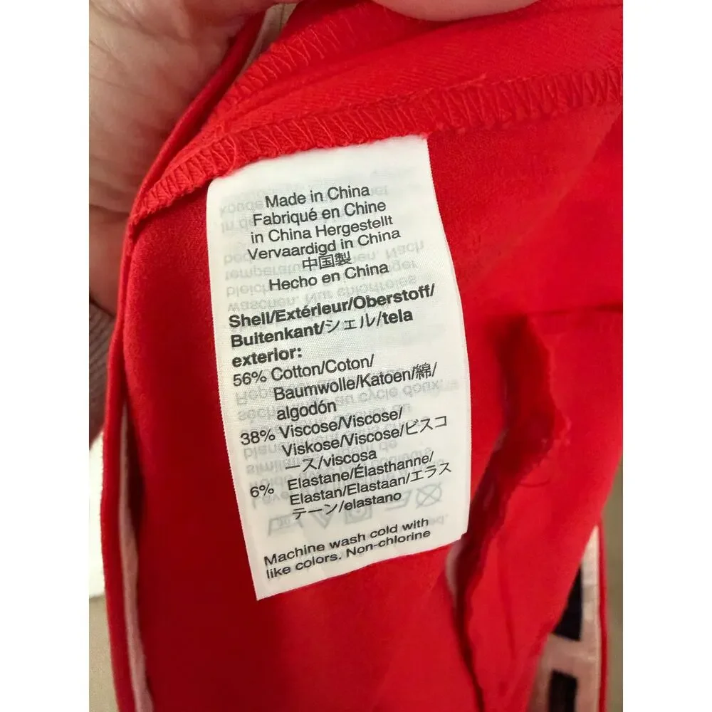 J. Crew Martie Bi Cotton Stretch Pants Bright Vibrant Red 6